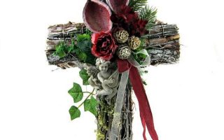 DEKORACE – SMUTEČNÍ FLORISTIKA Kříž červený, 30 cm