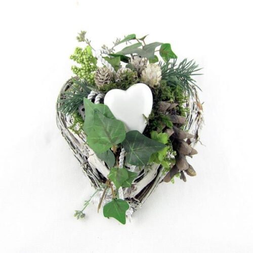 DEKORACE – SMUTEČNÍ FLORISTIKA Srdce bílé, ca. 21 cm - Obrázek 1