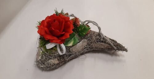Srdce 3D prostor s červenou růží, 25 cm - Obrázek 2
