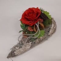 Srdce 3D prostor s červenou růží, 25 cm