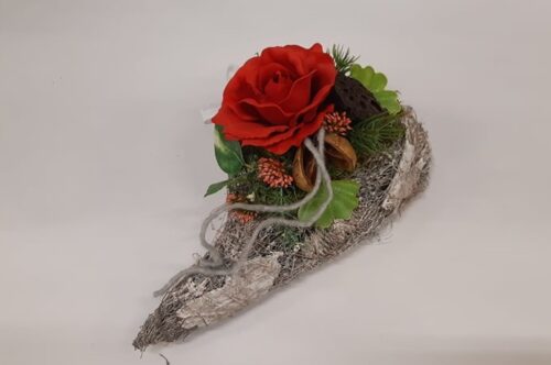 Srdce 3D prostor s červenou růží, 25 cm - Obrázek 1