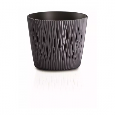 Květináč s vkladem SANDY ROUND antracit 26,2 cm