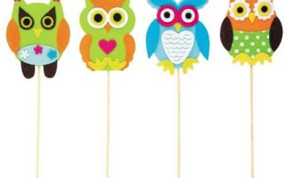 Dekorace Zápich filc 90mm sova mix