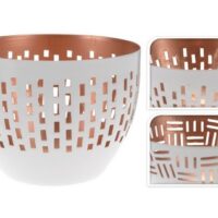 Svícen kov 100x80mm bronzovo-bílý na maxi čajovou svíčku