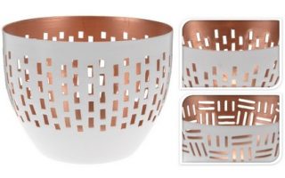 Svícen kov 100x80mm bronzovo-bílý na maxi čajovou svíčku