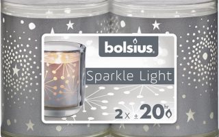 Bolsius Sparkle light šedá průsvit 52x65 mm