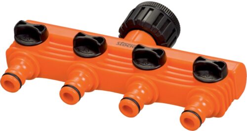 Šroubení na kohoutek s čtyřcestným ventilem 1/2" 3/4" Stocker s eurozávěsem - Obrázek 1