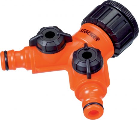 Šroubení na kohoutek s dvoucestným ventilem 1/2" 3/4" Stocker s eurozávěsem