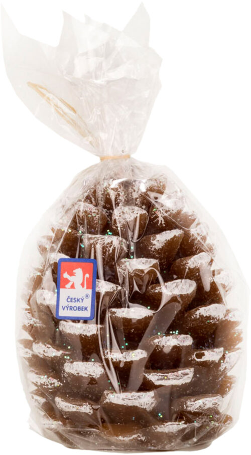 Svíčka vánoční šiška s flitrem v sáčku 9 cm - hnědá - Obrázek 1