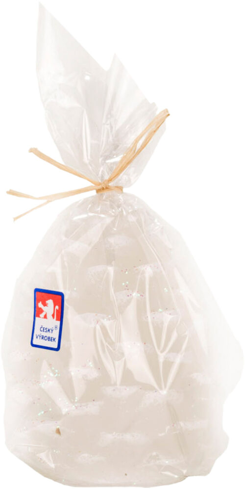 Svíčka vánoční šiška s flitrem v sáčku 9 cm - bílá - Obrázek 1