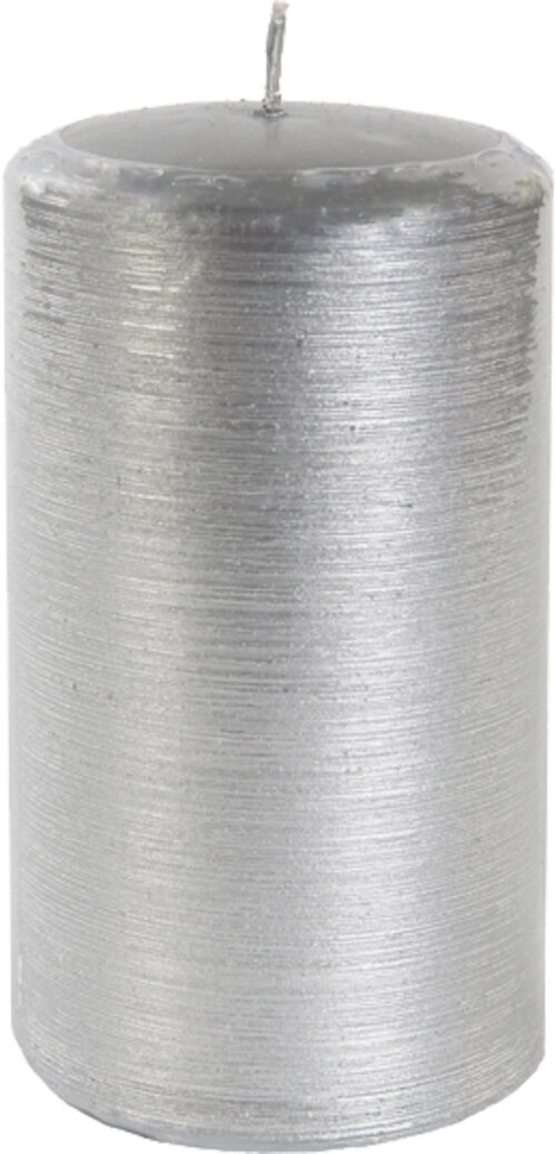 Svíčka válec Kontury drátkovaný motiv 70x130 mm - metalická stříbrná - Obrázek 1