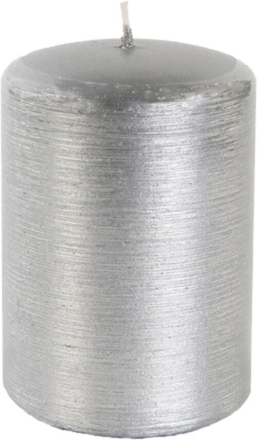 Svíčka válec Kontury drátkovaný motiv 70x100 mm - metalická stříbrná - Obrázek 1