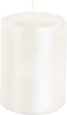 Svíčka válec Kontury drátkovaný motiv 70x100 mm - metalická bílá