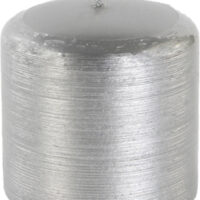 Svíčka válec Kontury drátkovaný motiv 70x70 mm - metalická stříbrná