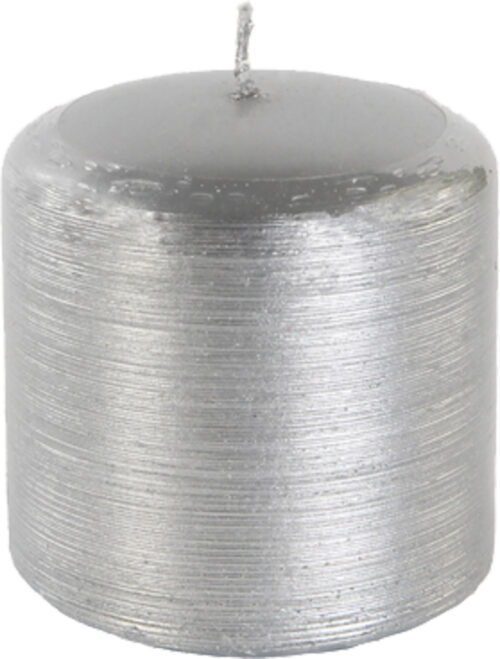 Svíčka válec Kontury drátkovaný motiv 70x70 mm - metalická stříbrná - Obrázek 1