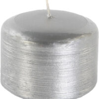 Svíčka válec Kontury drátkovaný motiv 70x50 mm - metalická střírbná