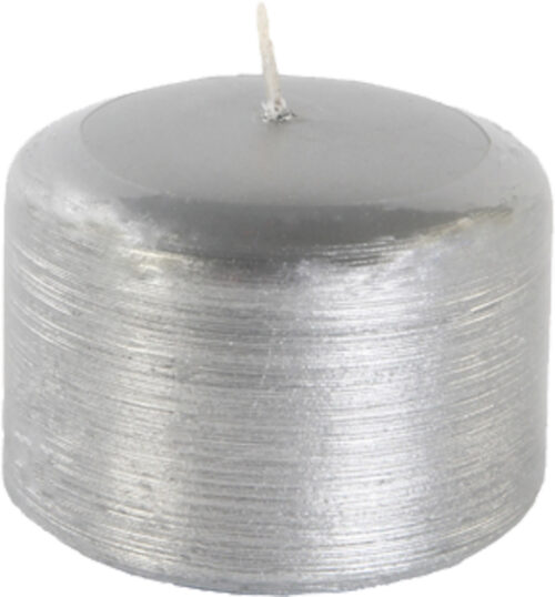 Svíčka válec Kontury drátkovaný motiv 70x50 mm - metalická střírbná - Obrázek 1