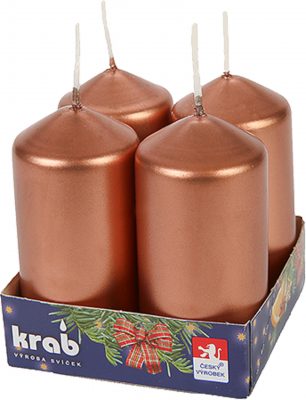 Svíčka adventní válec 40x80 mm - metalická měděná (4ks)