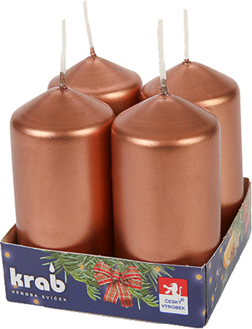 Svíčka adventní válec 40x80 mm - metalická měděná (4ks) - Obrázek 1