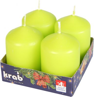 Svíčka adventní válec 40x60 mm - zelená (4ks)