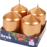 Svíčka adventní válec 40x60 mm - metalická zlatá (4ks)