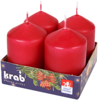 Svíčka adventní válec 40x60 mm - bordó (4ks)