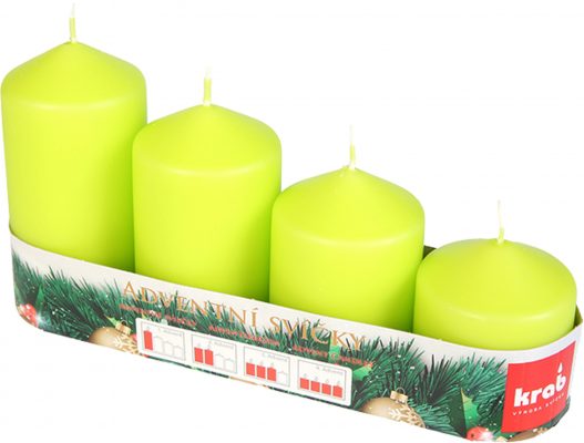 Svíčka adventní schody 50x60/75/90/105 mm - zelená (4ks)