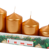 Svíčka adventní schody 50x60/75/90/105 mm - metalická zlatá (4ks)