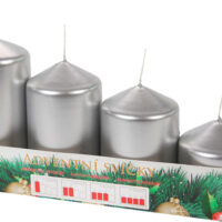 Svíčka adventní schody 50x60/75/90/105 mm - metalická stříbrná (4ks)