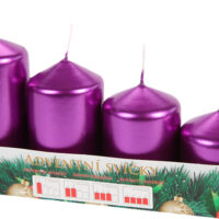 Svíčka adventní schody 50x60/75/90/105 mm - metalická fialová (4ks)