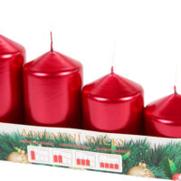 Svíčka adventní schody 50x60/75/90/105 mm - metalická bordó (4ks)