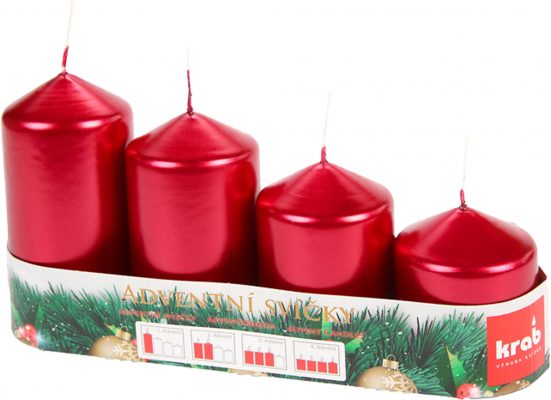 Svíčka adventní schody 50x60/75/90/105 mm - metalická bordó (4ks)