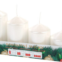 Svíčka adventní schody 50x60/75/90/105 mm - metalická bílá perleť (4ks)