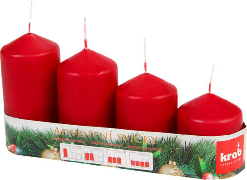 Svíčka adventní schody 50x60/75/90/105 mm - bordó (4ks) - Obrázek 1