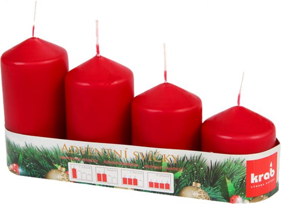 Svíčka adventní schody 50x60/75/90/105 mm - bordó (4ks)