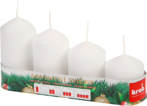Svíčka adventní schody 50x60/75/90/105 mm - bílá (4ks) - Obrázek 1