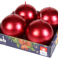 Svíčka adventní koule 60 mm - metalická bordó (4ks)