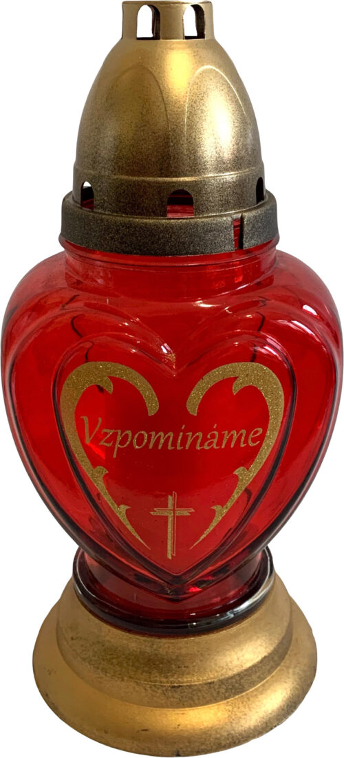 Svíčka sklo lampa srdce Vzpomínáme - mix červená/bílá - Image 1