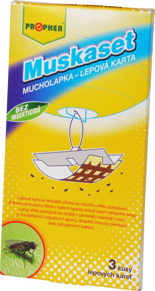 Muškaset - lepová karta 10x20 cm na mouchy vířilky - Obrázek 1
