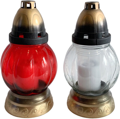 Svíčka sklo lampa koule - 45 g mix bílá/červená - Obrázek 2