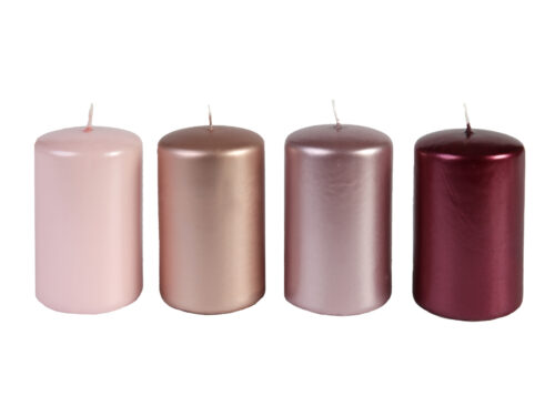 Svíčka adventní válec 60x100 mm - metalická mix rose (4ks) - Obrázek 1