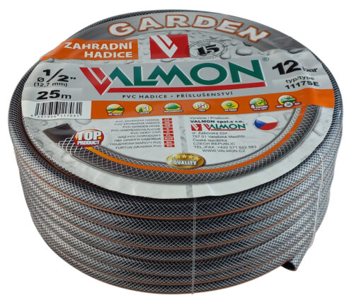 Hadice Garden černá neprůhledná s oranžovým páskem Valmon -1/2",role 25 m(12bar) - Obrázek 1