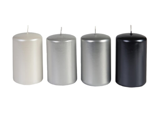 Svíčka adventní válec 60x100 mm - metalická mix černá (4ks) - Obrázek 1