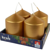 Svíčka adventní válec 60x80 mm - metalická zlatá (4ks)