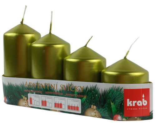 Svíčka adventní schody 50x60/75/90/105 mm - metalická zelená (4ks) - Obrázek 1