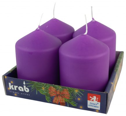 Svíčka adventní válec 60x80 mm - fialová (4ks)