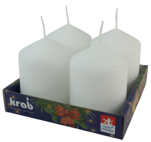 Svíčka adventní válec 60x80 mm - bílá (4ks) - Obrázek 1