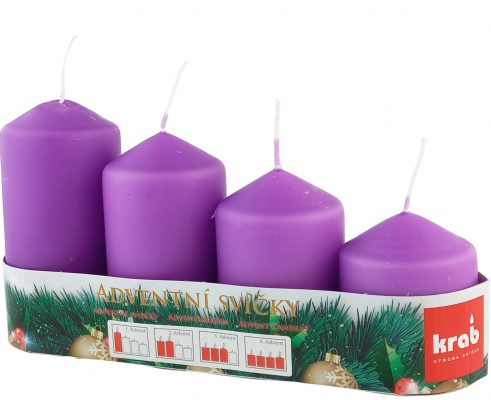 Svíčka adventní schody 50x60/75/90/105 mm - fialová (4ks)