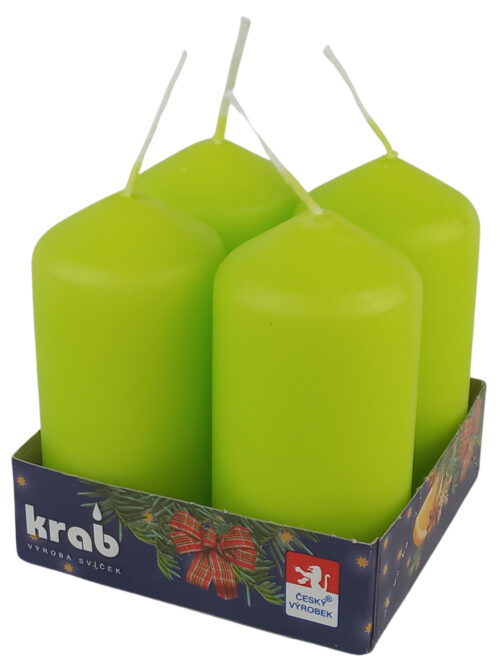 Svíčka adventní válec 40x80 mm - zelená (4ks) - Obrázek 1