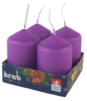 Svíčka adventní válec 40x60 mm - fialová (4ks)